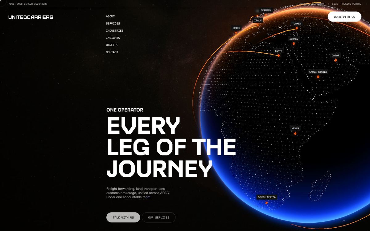 Startseite von United Carriers